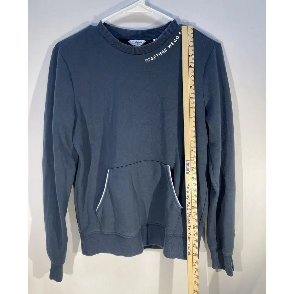 Peloton Elevate Pocket Crewneck Pullover XS Gray Blue Together We Go Far